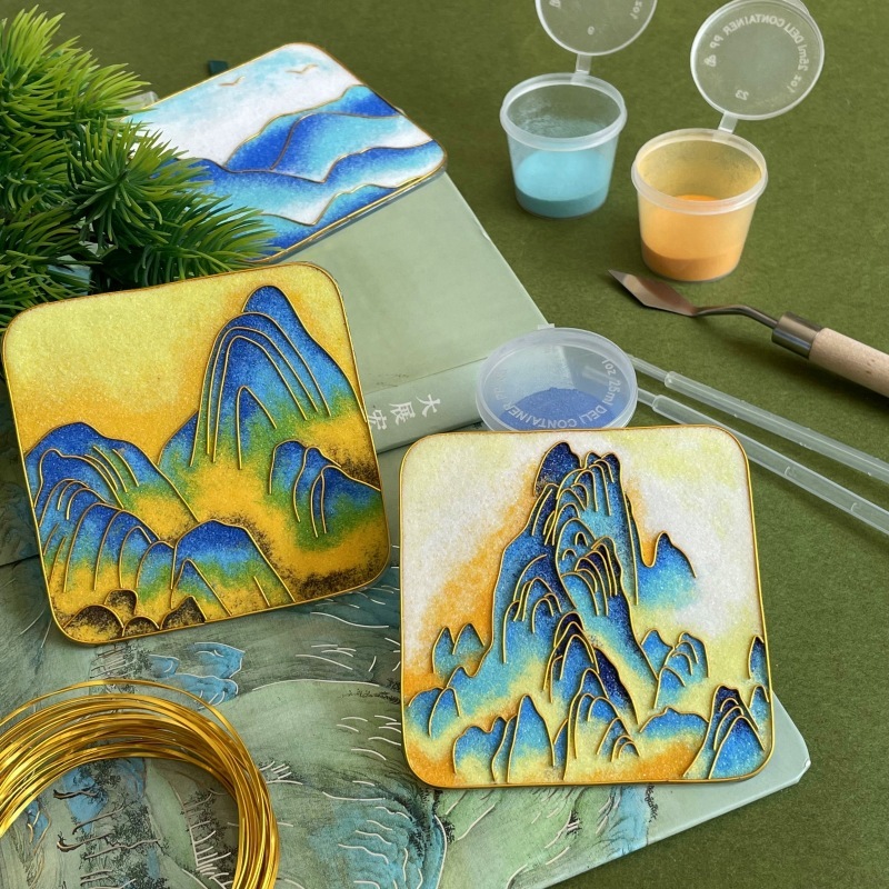 非遗掐丝珐琅冰箱贴手工diy材料包千里江山名画自制作文创伴手礼|undefined