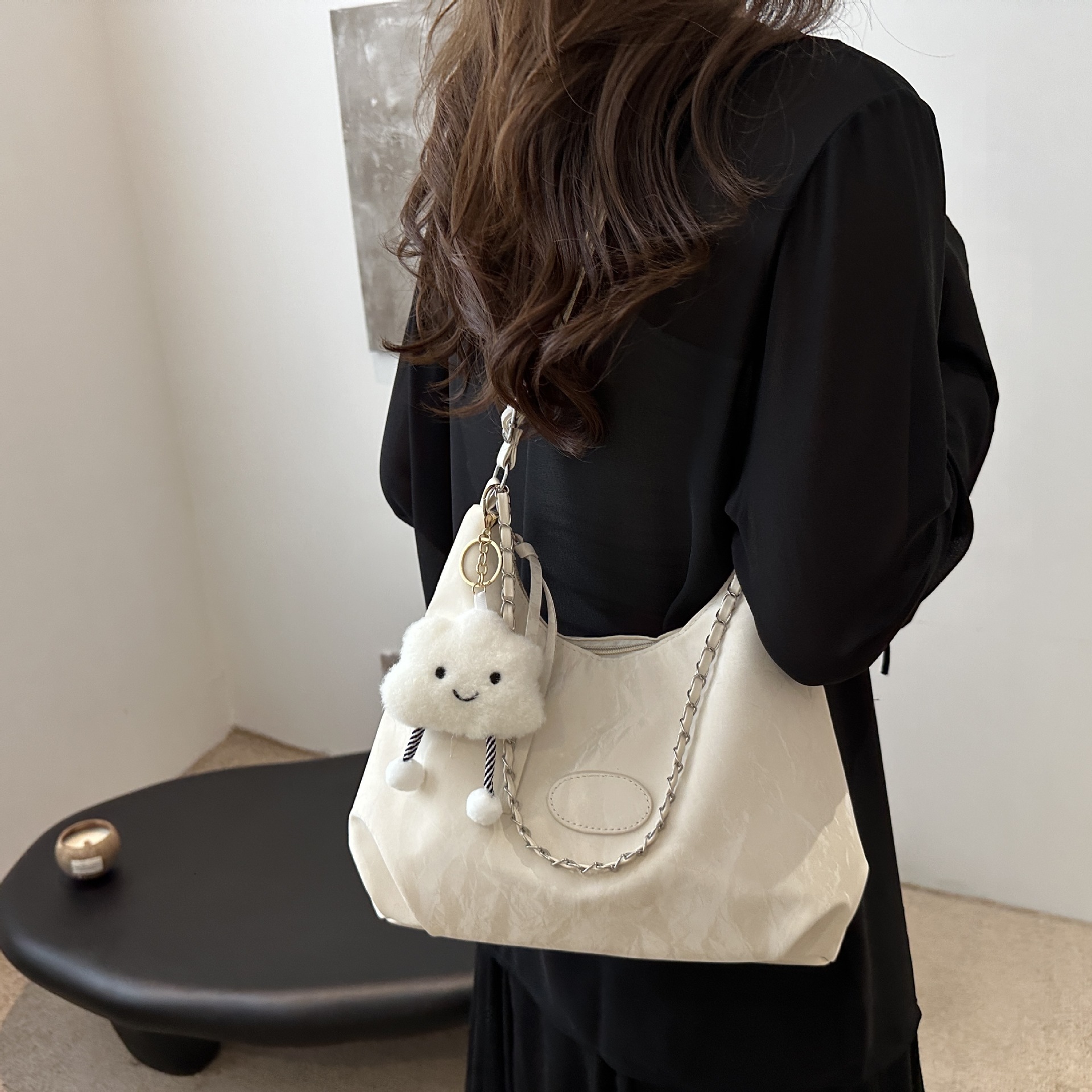 Bolso bandolera casual de gran capacidad, comercio exterior femenino, bolso de hombro de todo fósforo para viajeros al por mayor, bolso portátil de cadena de color sólido