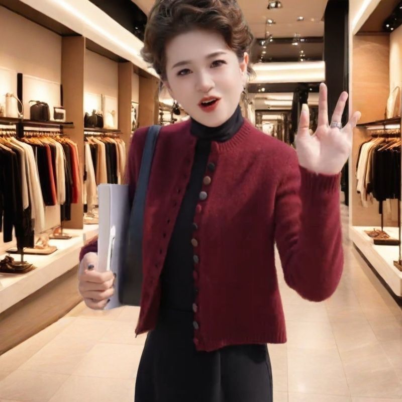 高级感洋气设计感针织开衫秋冬季新款显瘦简约毛衣女|undefined