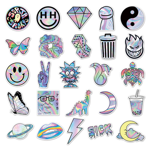 50 laser creative trend graffiti stickers suitcase scooter computer tablet cartoon decorative stickers