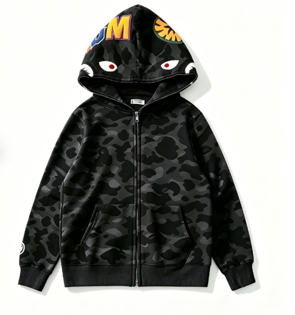 Bape Shark Zip Sweater Camo Black