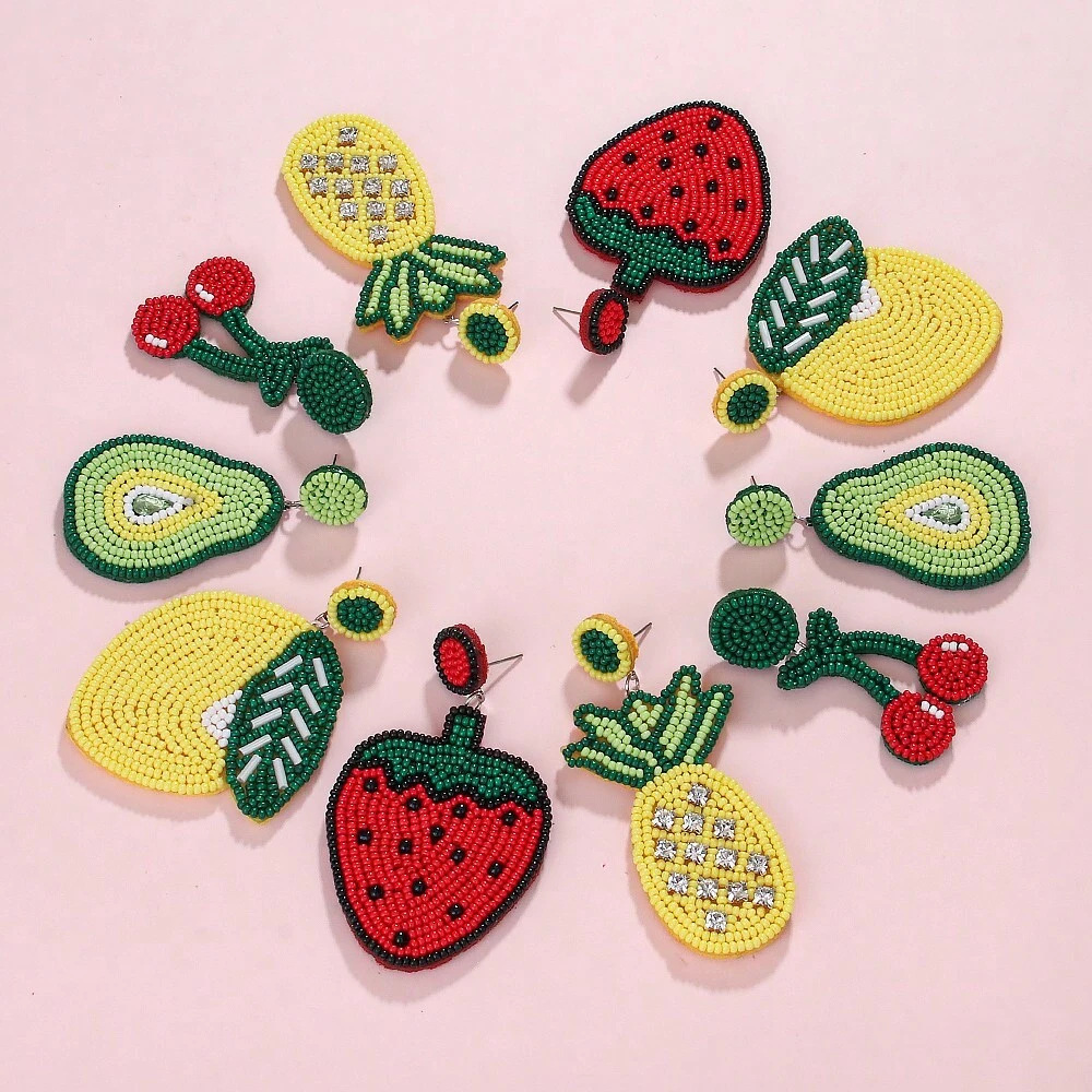 1 Pair Basic Fruit Inlay Copper Drop Earrings display picture 2