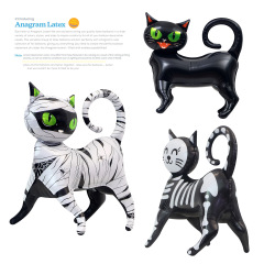 ハロウィンパーティーデコレーションおもちゃバルーン 4D 立体立ち猫漫画動物の形のアルミフィルムバルーン非毒性