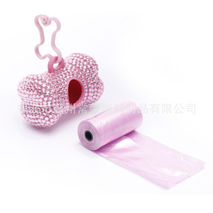 High-end luxury diamond bone-shaped pet bag dispenser rhinestone acrylic Diamond pet dispenser