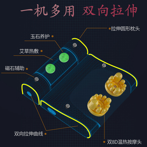 Multifunctional cervical spine massager neck shoulder waist massage moxibustion hot compress massage pillow home full body electric massager