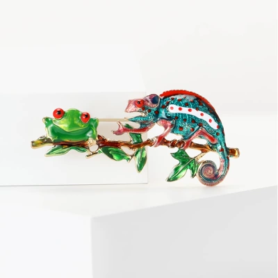 Fashion Enamel Oil Drop Chameleon Frog Brooch Niche Simple Animal Pin Ladies Clothing Accessories