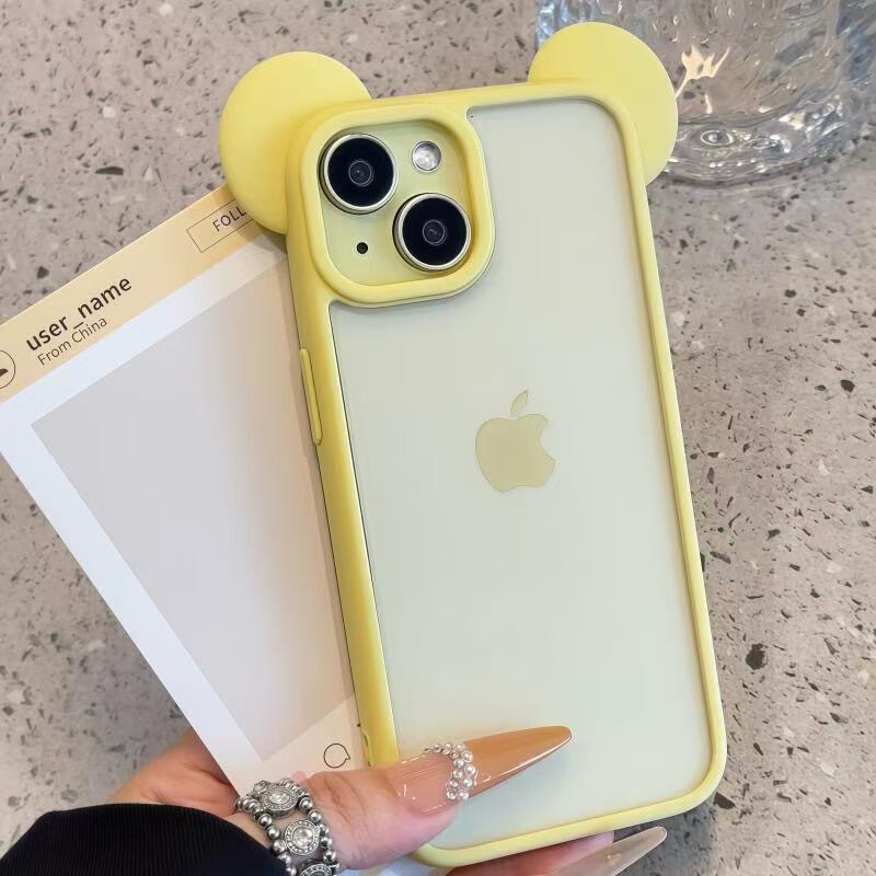 米奇耳朵适用iPhone16promax手机壳苹果15pro可爱14马卡龙13透明|undefined