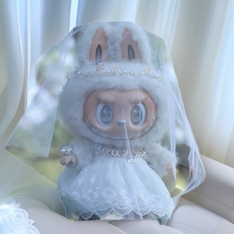 Labubu Doll Clothes 58cm Labubu Grand Chief Archangel Bed Doll Luxury Wedding Dress Wedding Decoration