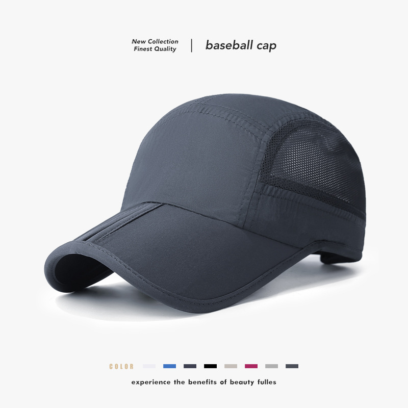 Gorra de béisbol de secado rápido con placa de luz plegable en verano, deportes al aire libre masculinos y femeninos, carrera de montañismo, sombreado solar, transpirable y casual gorra de pato