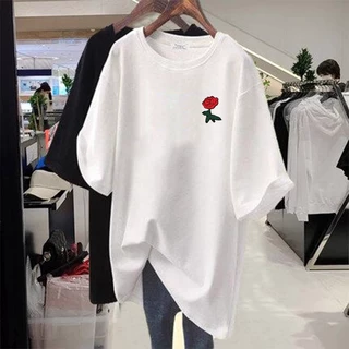 欧货印花短袖女宽松白色t恤夏季新款韩版大码减龄纯棉半袖上衣潮