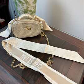 D25柜台圣诞限定礼赠金丝化妆包diy改造包 链条款珍珠单肩手提包