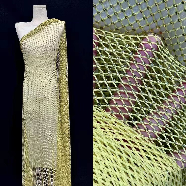 Boda de boda de red elástica, color de lentejuelas, tela de malla, hilo, bordado de encaje, tubo de cuentas, tela de vestido de noche, moda rápida