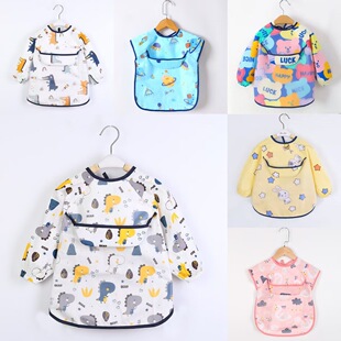 Children's Cotton Overalls Spring and Summer Short-sleeved Long-sleeved Apron Baby Class A Bib 1-3 Years Old Thin Baby Spit Towel