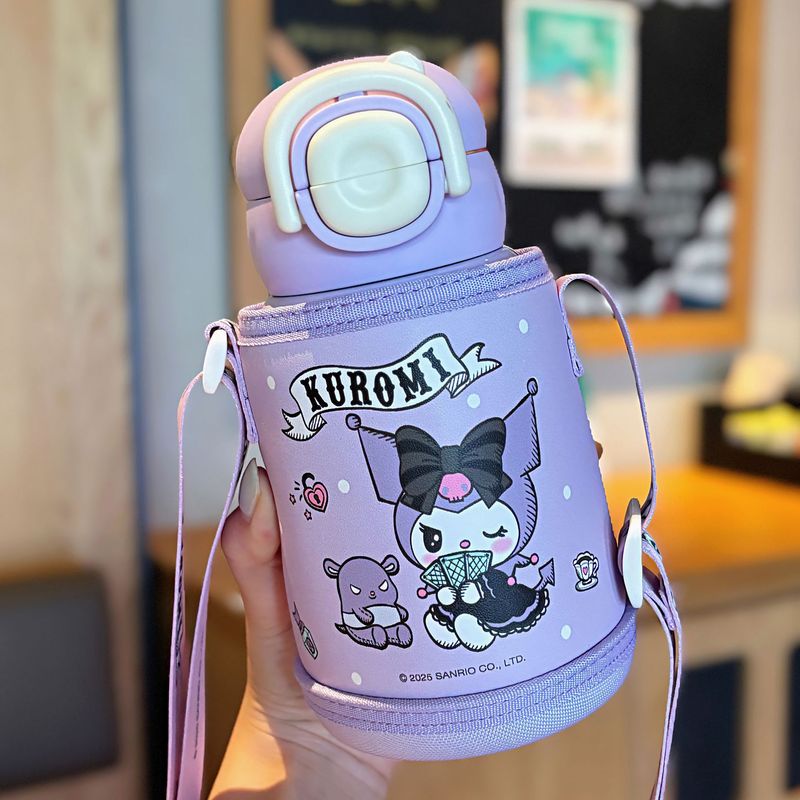 サンリオファミリーシリーズ スターウィッシュカップ ダブルドリンク 学生魔法瓶カップ 調節可能なカップロープ 独立したカップカバー ウォーターカップ|undefined
