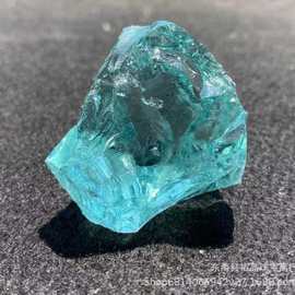 批发浅蓝海玻璃原石仿水晶石蓝色琉璃石装饰布景摆件造景工艺品