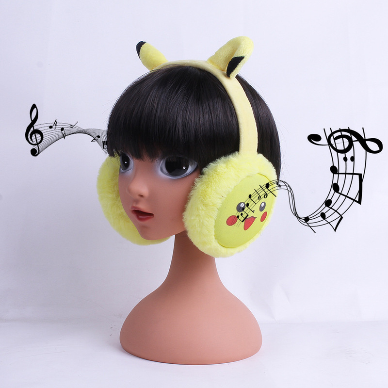 Cross-border Anime Pikachu Pokemon Headset Bluetooth Headset Fashion Cartoon Creative Plush Headset Gift