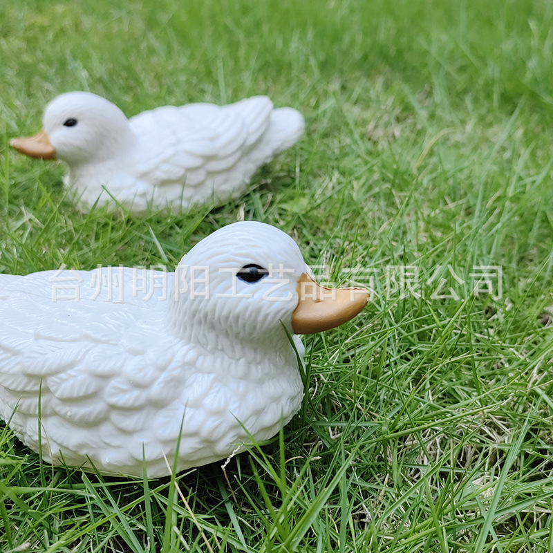 园林仿真小白鸭摆件户外诱饵动物模型防水防潮吹塑庭院工艺品摆件|undefined