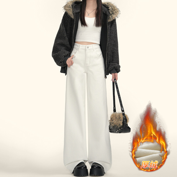 두꺼운 벨벳 황백색 바지