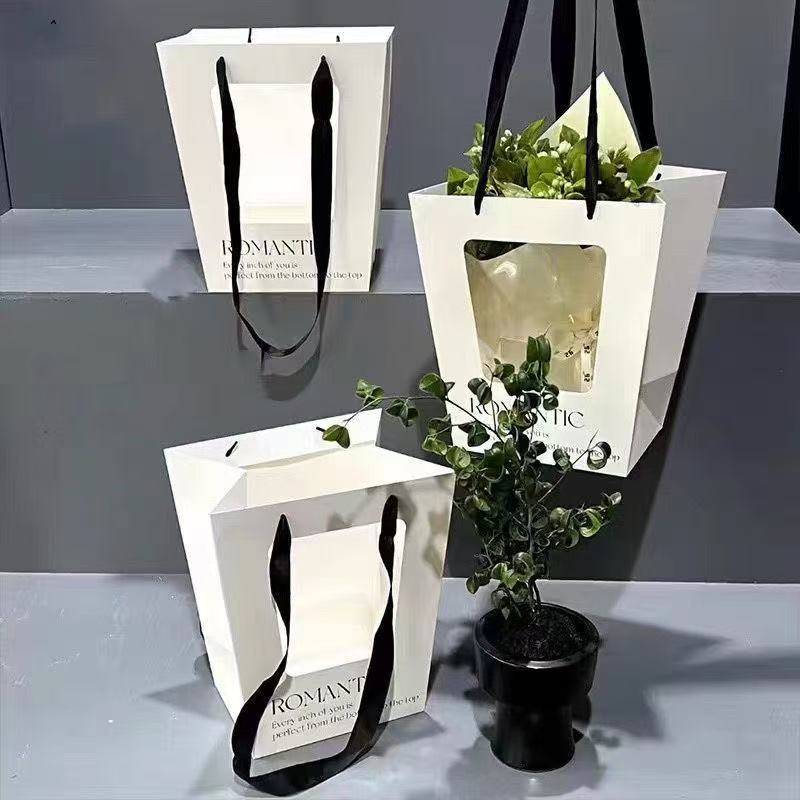 Bolsa de mano de ventana trapezoidal nuevo Qixia día de San Valentín paquete de flores bolsa de regalo bolsa de mano trapezoidal transparente alta