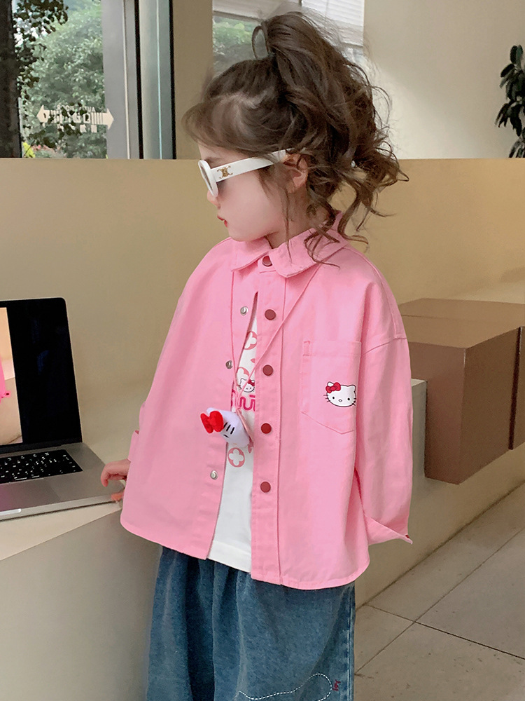 Camisas para niñas primavera y otoño 2025 nueva chaqueta de camisa delgada de estilo occidental para niñas