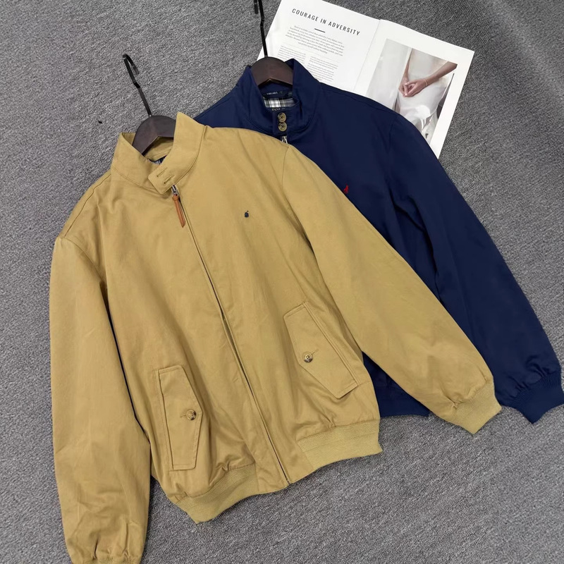 25 Spring and Autumn Rl Little Horse Embroidered Harrington Jacket Pure Cotton Casual Half-High Stand Collar Top Unisex Jacket 25 Spring and Autumn Rl Little Horse Embroidered Harrington Jacket Pure Cotton Casual Half-High Stand Collar Top Unisex Jacket