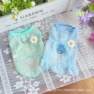 夏款网纱透气裙子狗狗猫咪衣服背心防晒防掉毛公主风比熊批发跨境