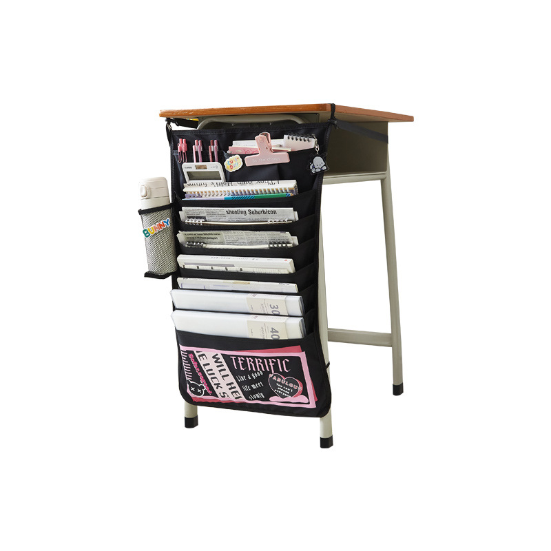 8 capas buena suerte colgando bolsa de libros escritorio artefacto estudiante multifuncional bolsa de libros estudiante de escuela primaria gran capacidad mesa de escritorio borde