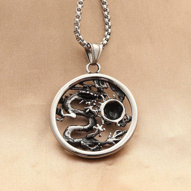 Pendentif dragon en titane style vintage pour hommes_voghion.com