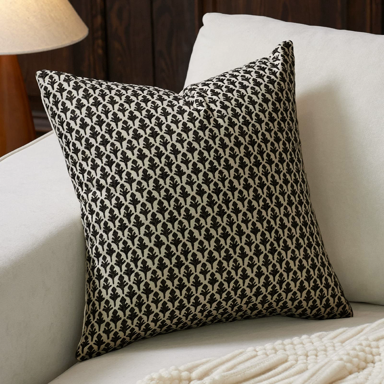 Spot Amazon односторонняя печать дизайн 45x45 цветочная черная наволочка ретро полиэстер хлопок нейтральный дизайн наволочка