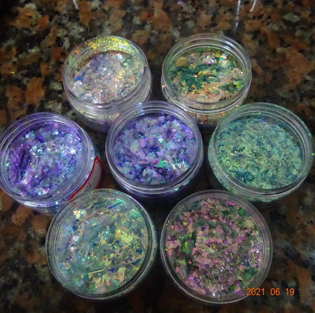 供应欧泊粗片半透明变色龙云锦粉极光粗片 1g