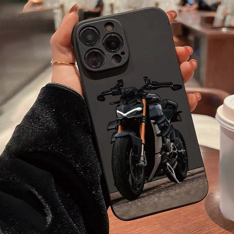 Cool Black Motorcycle Case Suitable for iPhone 15, Apple 14 Pro Max, iPhone 13 New Model, Trendy for 17/16, 12/11