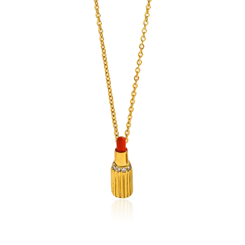 8g Weight Lobster Trigger Clasp Closure Clasp Closure Type 304 Stainless Steel Pendant Material Pendant Necklace Classification 304 Stainless Steel Chain Material Singapore chain, cable chain Chain Type 1 Piece Quantity Casual, Daily Occasion 304 Stainless Steel Material Lipstick, Cherry, Lock Pattern All Seasons Season Women's Gender Plating Design Elegant, Vintage Style Style Wholesale Jewelry Elegant Vintage Style Lipstick Cherry Lock 304 Stainless Steel Plating Singapore Chain Cable Chain Pendant Necklace 8