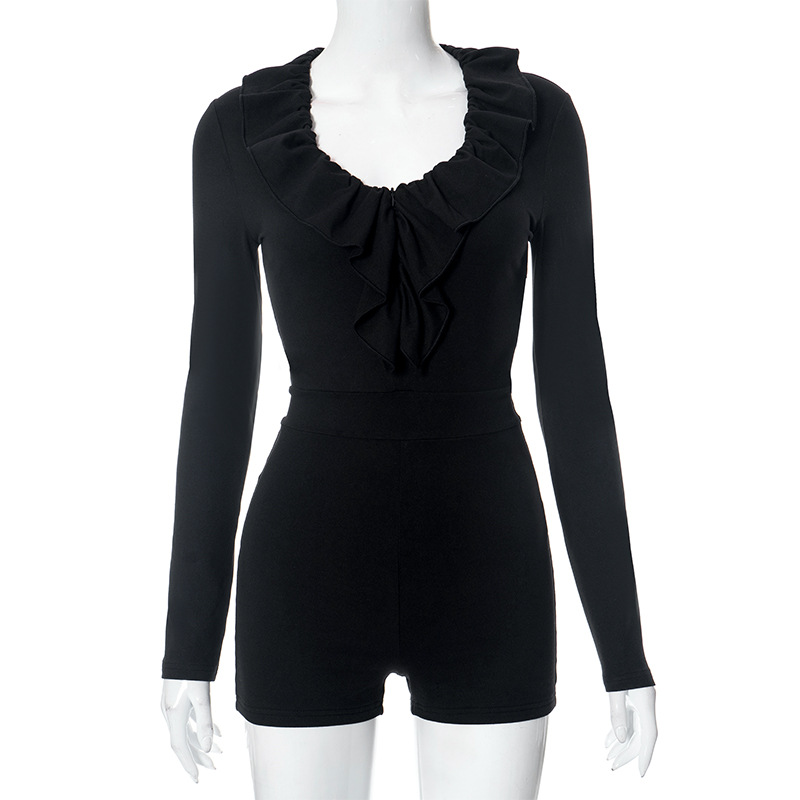 Women Clothing Autumn Winter Long Sleeve Lace Slim Fit Sexy Jumpsuit