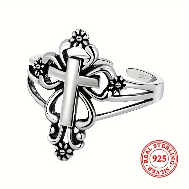 Kayi's New Cuff Ring, Cross, Unisex Flower Design, Paired with High Quality Jewelry_voghion.com