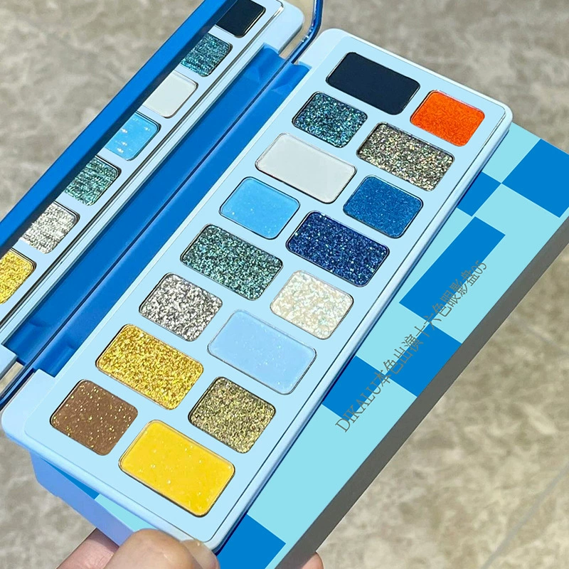 Палетка теней DIKALU True Color на 16 оттенков для повседневного светлого макияжа, палитра для игры цветом, дымчато-серые, пудрово-голубые и черные тона