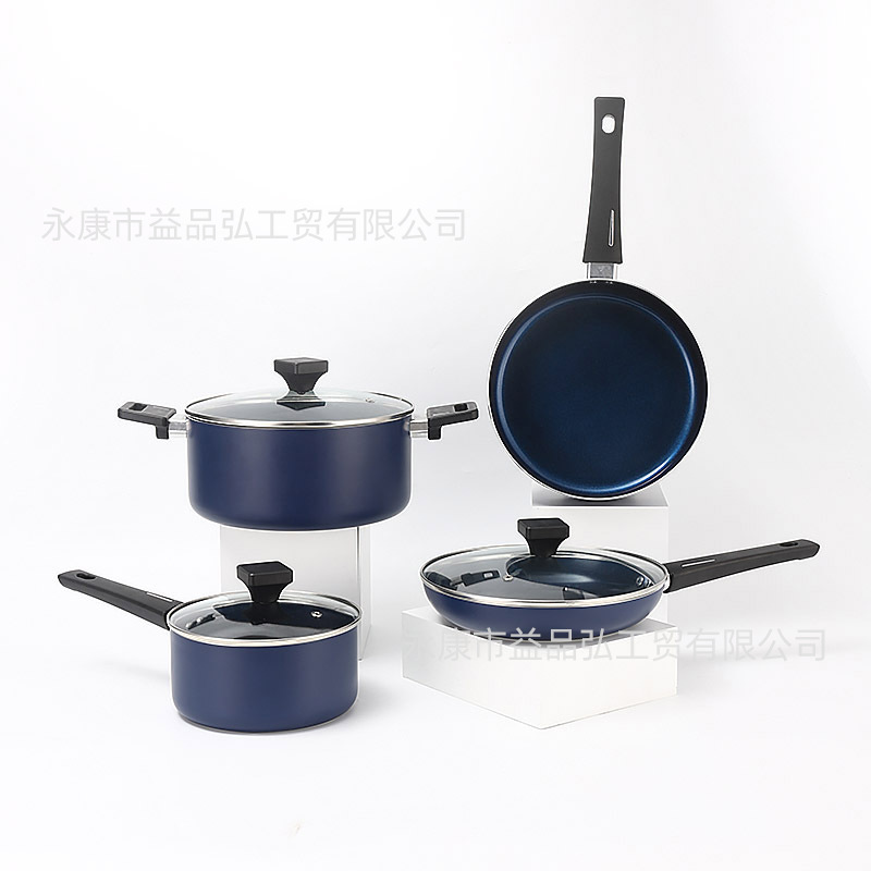 Pan de cerámica transfronteriza antiadherente pan de cerámica azul pan de cerámica casero mini pan de fritura pan de leche set pan de diamante azul
