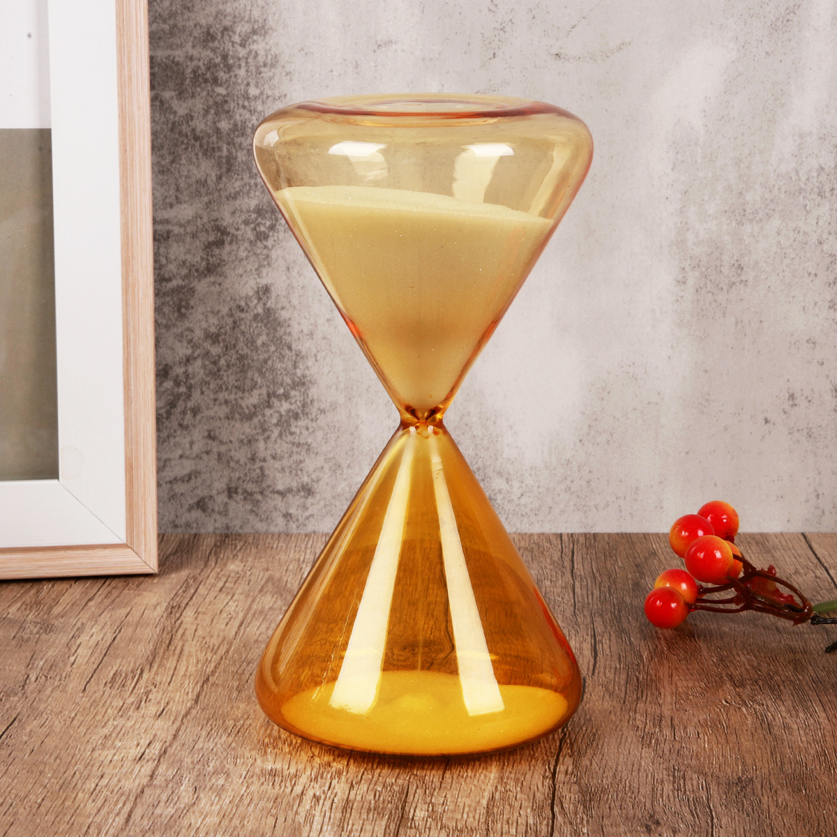 Reloj de Arena Circular de Vidrio Decorativo de Vidrio de Borosilicato Alto para Sala de Estar