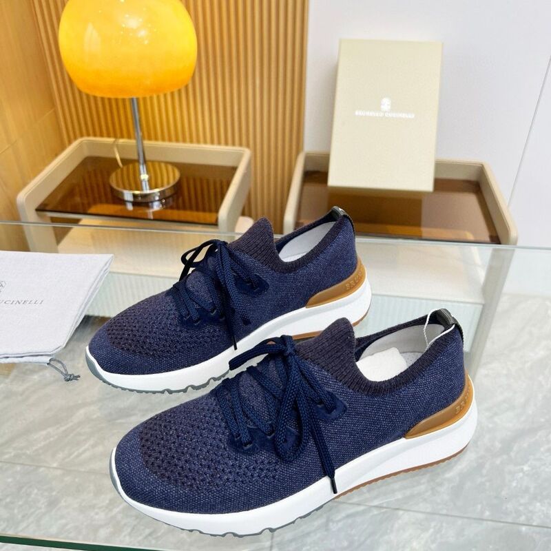New Brunello Cucinelli (Bc) 2025 Autumn New Men's Shoes with Straps and Knitted Casual Sneakers