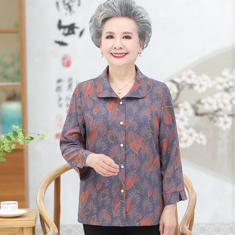 中老年人春秋装女奶奶装外套夏装套装妈妈长袖衬衫6070岁太太衣服|undefined