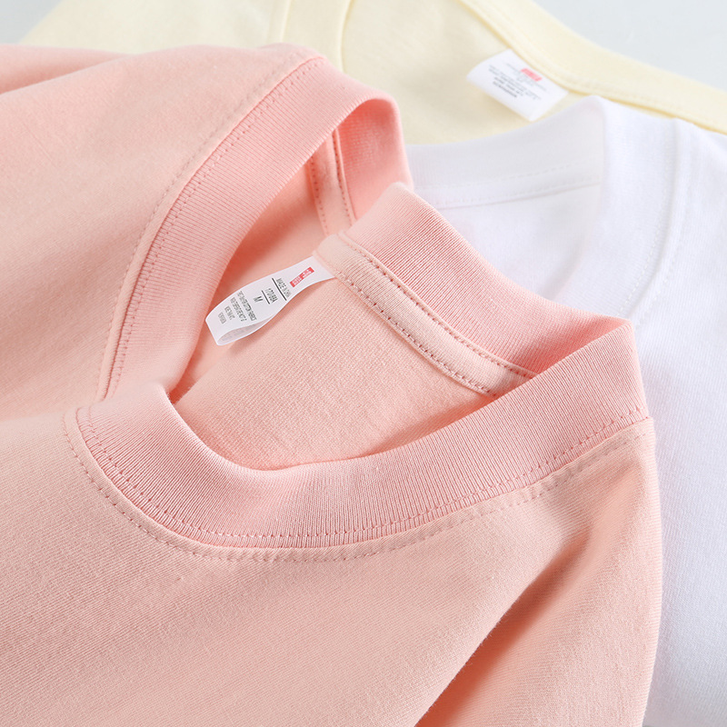 Algodón suave y cómodo cuello redondo verano hombro color sólido manga corta fiesta clase ropa publicidad camiseta personalización