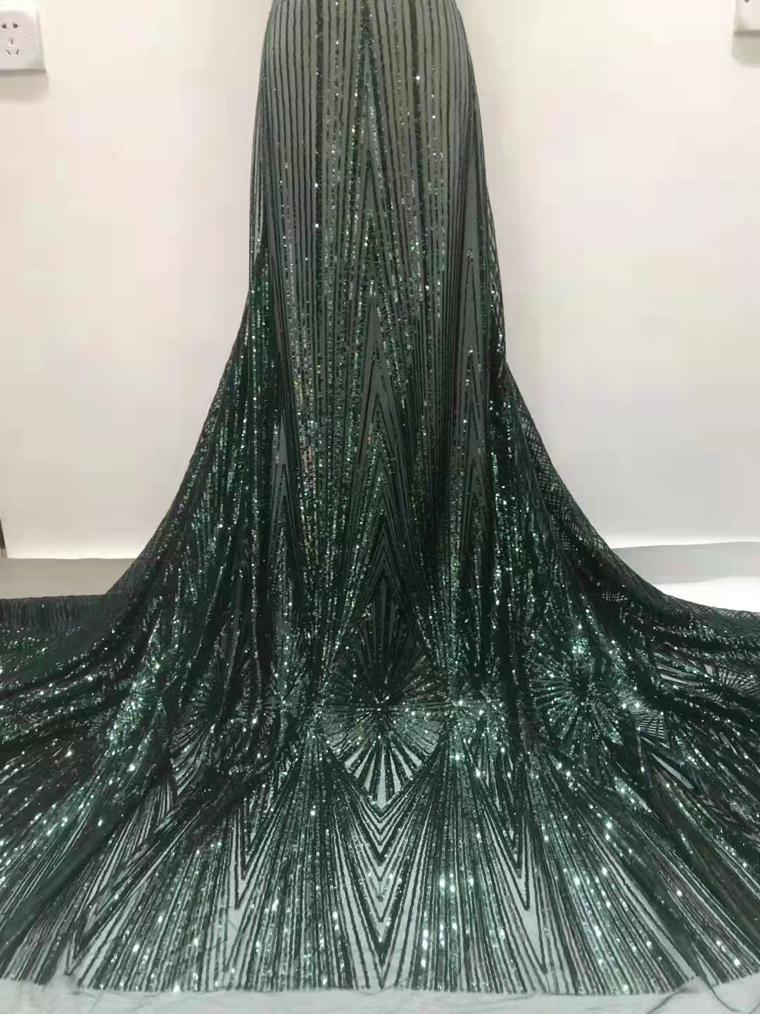 Amazon e-commerce en stock lentejuelas tela vestido de novia fiesta África encaje tela JX1851