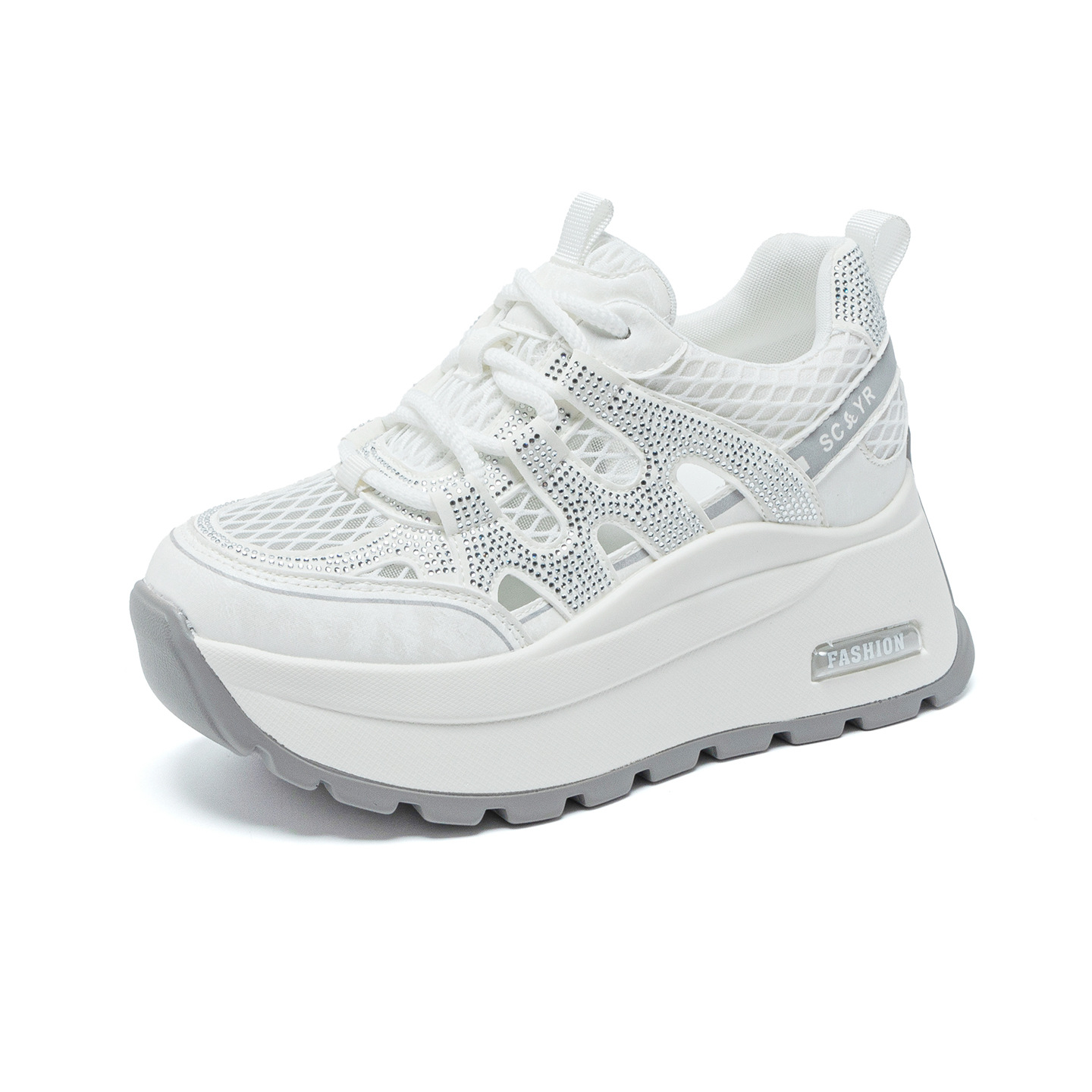Giày sneaker nữ đế dày lưới thoáng khí phong cách retro — Trắng 5086, Champagne 5086, Tím 5086