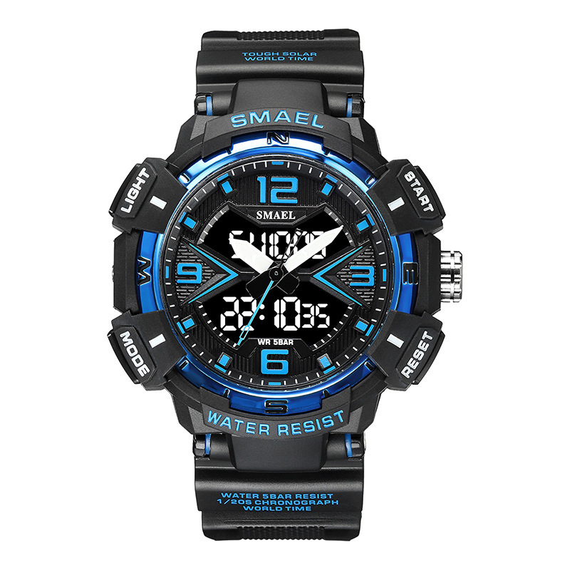 Smael nuevo reloj electrónico para hombres multifuncional al aire libre impermeable luminoso alarma reloj electrónico 8076