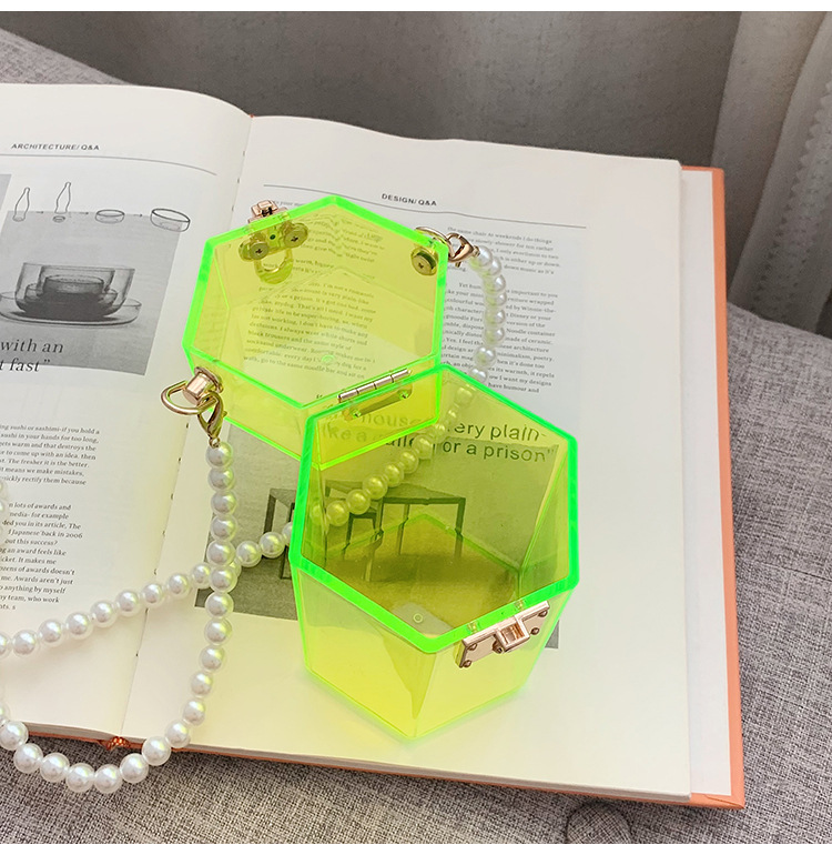 Wholesale Transparent Pearl Chain Portable Messenger Box Bag Nihaojewelry display picture 13
