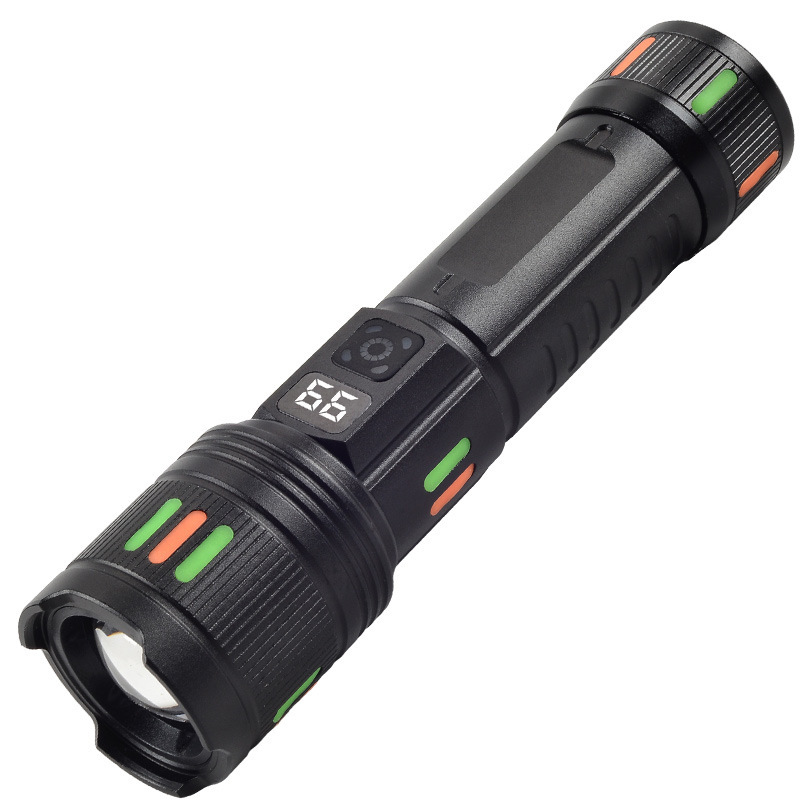 Transfronterizos LED linterna de luz alta enfoque al aire libre remoto carga USB luz de advertencia roja y azul linterna láser blanca ultra brillante