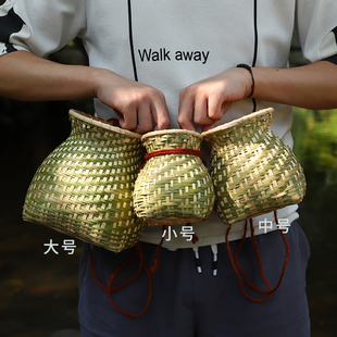 Small Bamboo Basket, Fish Basket, Small Bamboo Basket, Bamboo Woven Products, Decorative Bamboo Handmade Performance Props, Storage Basket, Bamboo Basket, Tea Picking Bamboo Basket