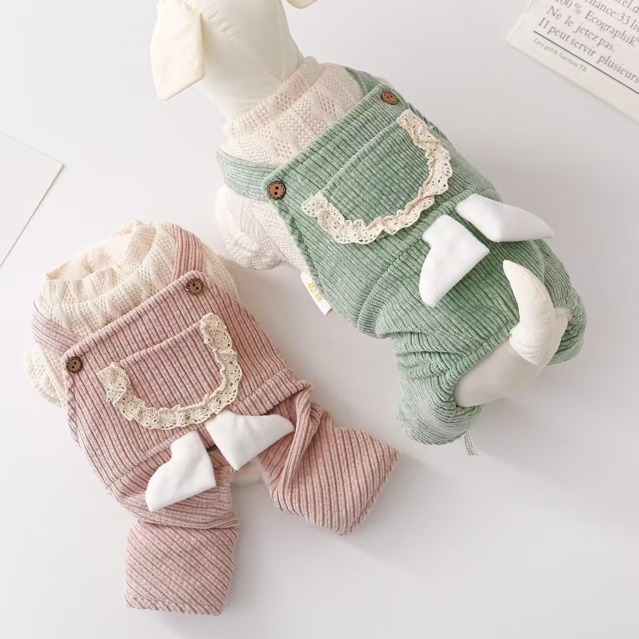 초록색 아기 발 모양 솜 패딩