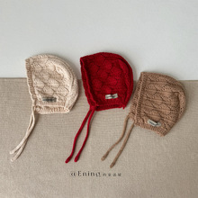 韩国宝宝毛线帽子秋冬季保暖防风男女新生婴儿童针织护耳帽护囟门