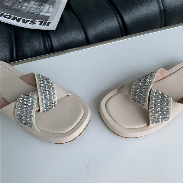 interwoven rhinestone slide sandals NSHU50952