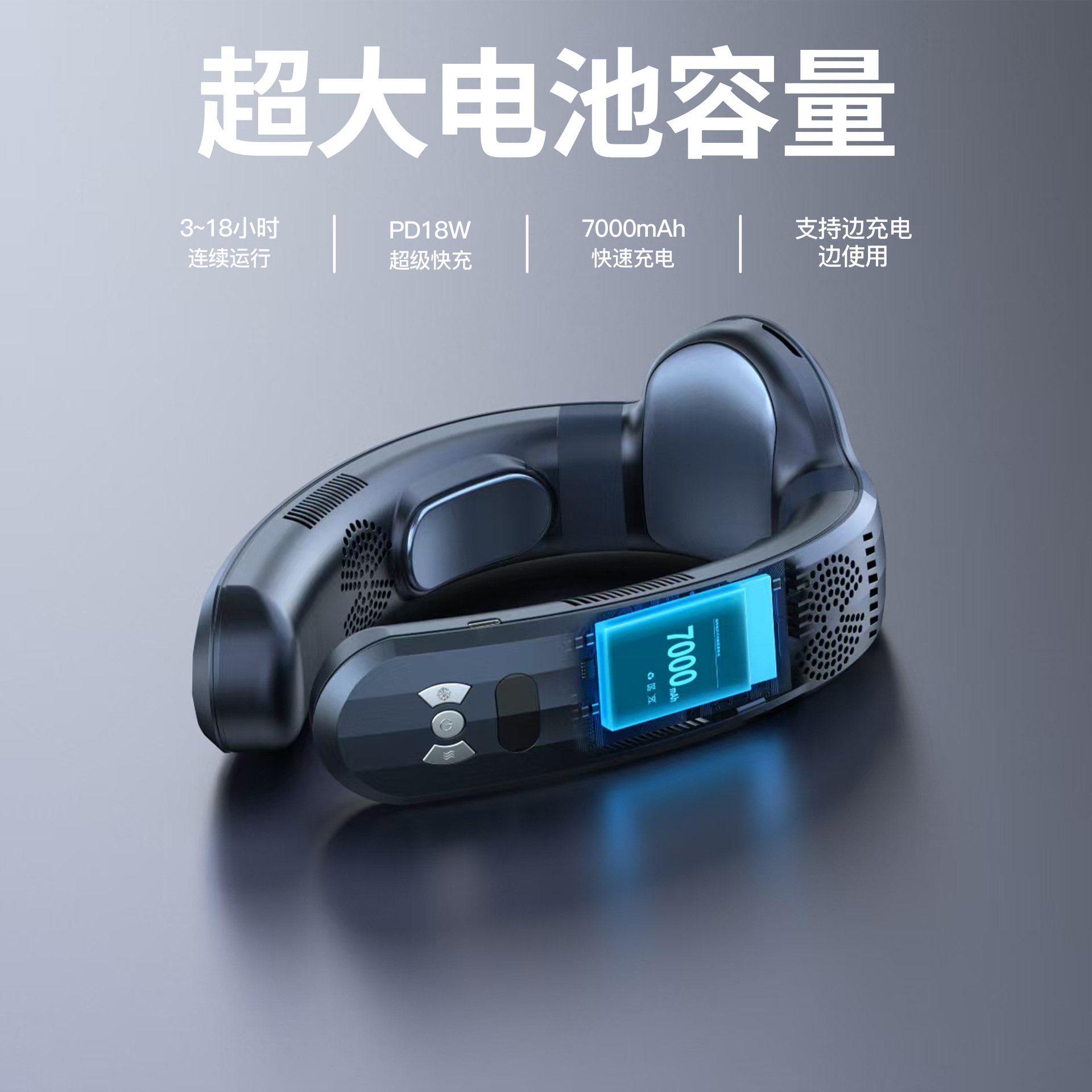 2025 explosión transfronteriza sensación de hielo cuello colgante refrigeración calefacción cuello colgante ventilador USB portátil ventilador de aire acondicionado vida útil